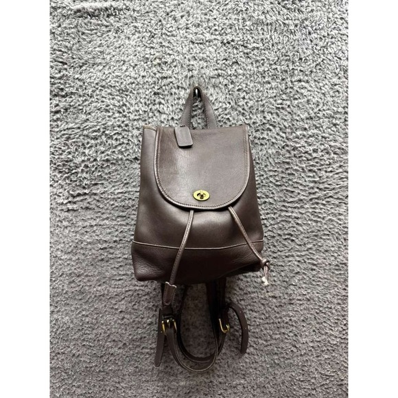 Coach Handbags - Vintage Coach K3H-9791 Women's Leather Turn-Lock‎ Daypack Backpack Dark Brown